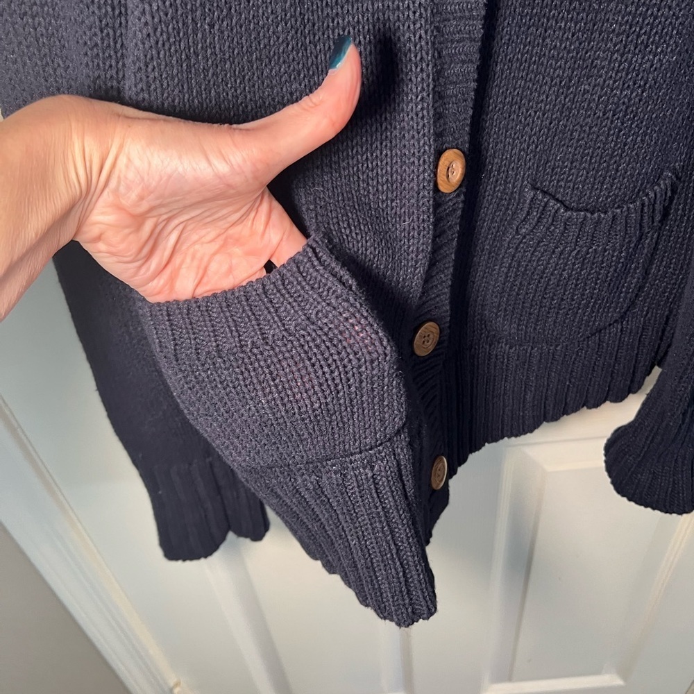 Eddie Bauer Navy Blue Knit Button Front Cardigan Sweater Size L - Picture 6 of 10